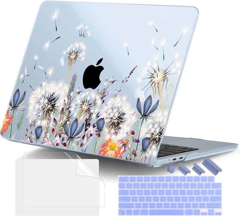 DONGKE for M4 MacBook Air 13.6 Inch Case 2025 2024 2023 2022 Model A3240 A3113 A2681 M3 M2 Chip, Plastic Hard Shell Case Cover with Touch ID for MacBook Air 13 Inch M4 - Dandelion - Image 1